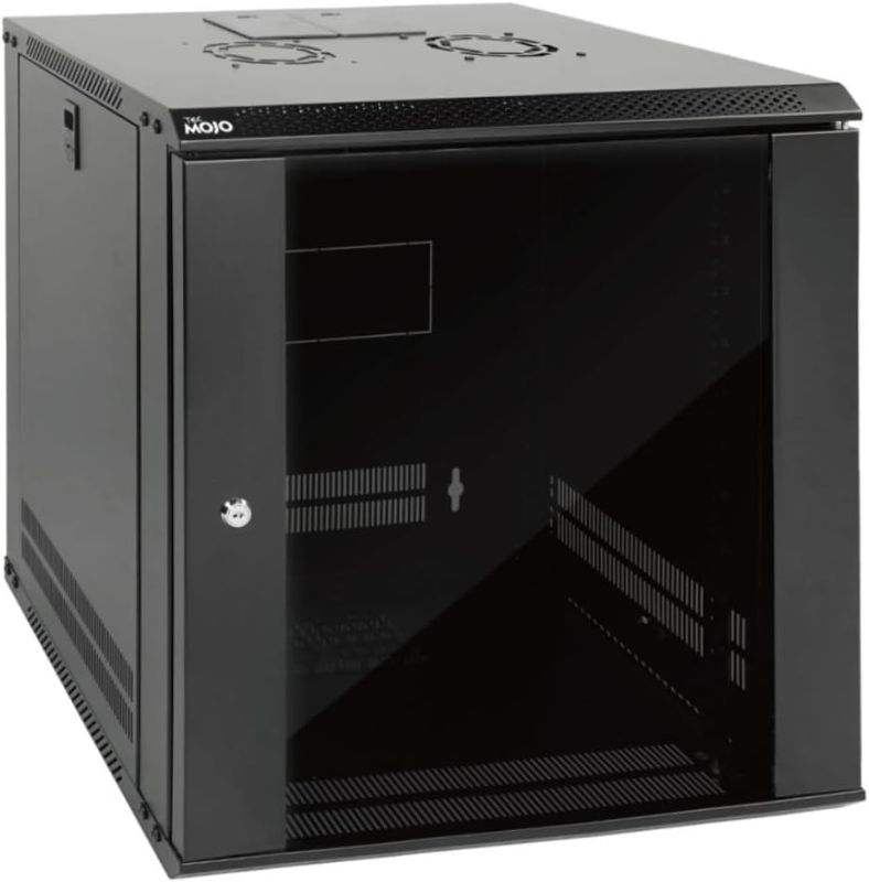 Photo 1 of 12U Wall Mount Server Cabinet IT Network Rack Enclosure Lockable Door and Side Panels Black,Cooling Fan,Glass Door,17.7inch Depth,for 19” IT Equipment,A/V Devices