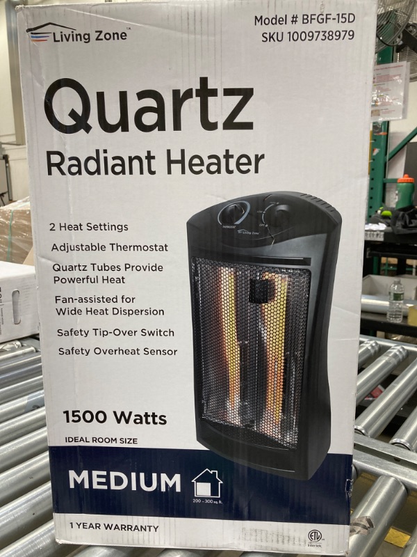 Photo 1 of 1500-Watt Black Electric Tower Quartz Infrared Space Heater with Thermostat
by living zone
