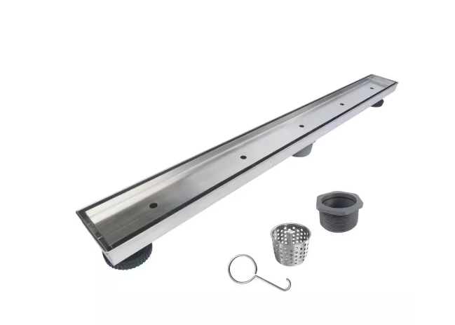 Photo 1 of 28 in. Stainless Steel Linear Shower Drain with Tile Insert Drain Cover