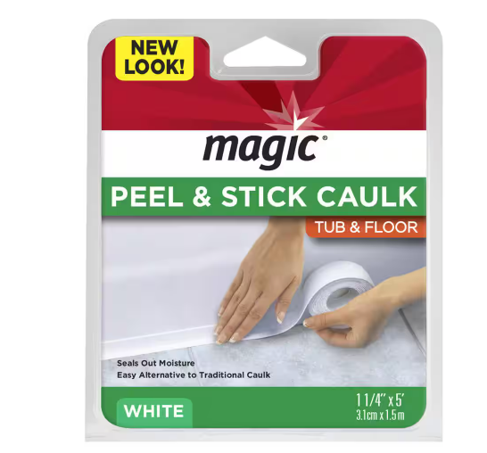 Photo 1 of 1-1/4 in. x 5 ft. Tub and Floor, Peel and Stick Caulk Strip in White