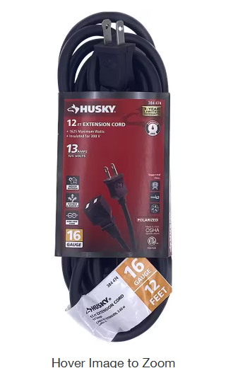 Photo 1 of 12 ft. 16/2 Medium Duty Indoor/Outdoor Extension Cord, Black