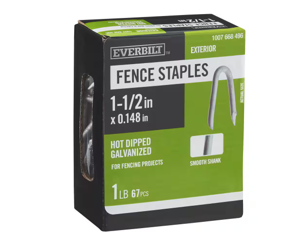 Photo 1 of 1-1/2 in. x 9/16 in. Crown Hot Dipped Galvanized Fence Staples 1 lb. (67-Count)