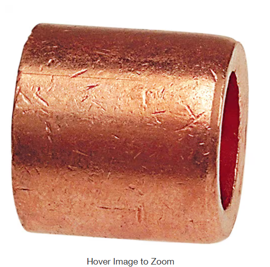 Photo 1 of 1/2 in. x 3/8 in. Copper Pressure Fitting x Cup Flush Bushing