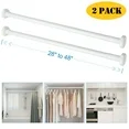 Photo 1 of 28"-48" Adjustable Tension Rod, Rust-Proof Hanging No Drilling Cabinet Wardrobe Closet Window Shower Curtain Rod, White (2 Pack)
