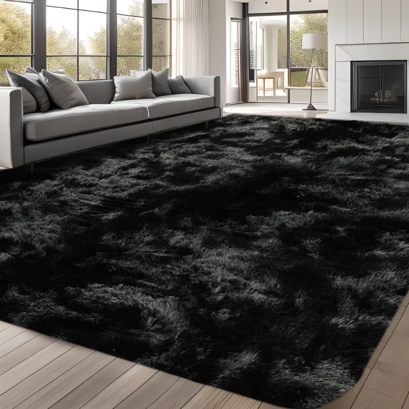 Photo 1 of  Area Rug, Soft Fluffy Area Rugs for Living Room Bedroom Kids Room Decor Carpet, Black