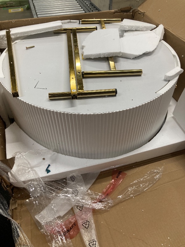 Photo 1 of Merax 31.5'' Modern Round Coffee Table with 2 Large Drawers Storage Accent for Living Room, White