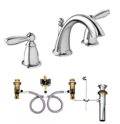 Photo 1 of Brantford 8 in. Widespread 2-Handle High-Arc Bathroom Faucet Trim Kit in Chrome (Valve NOT Included)
