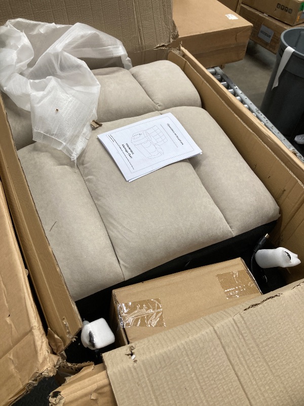 Photo 2 of **BOX 1 OF 2 | Power Lift Recliner Chair, Oversized Shell Backrest Reclining Chair with Massage & Heat for Elderly - Off White
