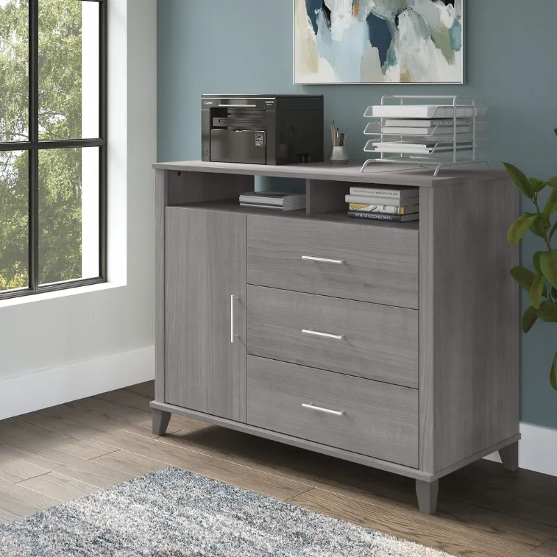 Photo 1 of **BOX 2 OF 2 | Somerset Home Office Storage Credenza by Bush Furniture - Platinum Gray
