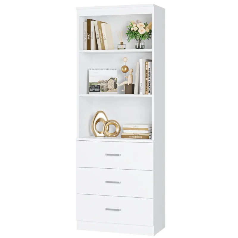 Photo 1 of **DRAWER SECTION ONLY | Homfa 71" Tall Bookcases with 3 Large Drawers, 3 Tier Wooden Storage Bookshelf for Living Room Home Office, White
