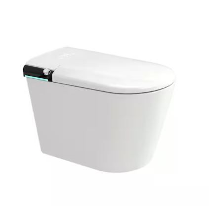 Photo 1 of 1.28 GPF White Single Flush Elongated Bidet Smart Toilet with Auto Sensor Flush Digital Display Night Light & Self-Clean