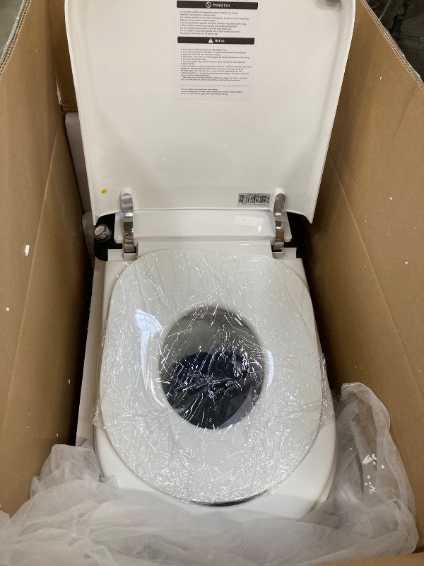 Photo 1 of 1.28 GPF White Single Flush Elongated Bidet Smart Toilet with Auto Sensor Flush Digital Display Night Light & Self-Clean
