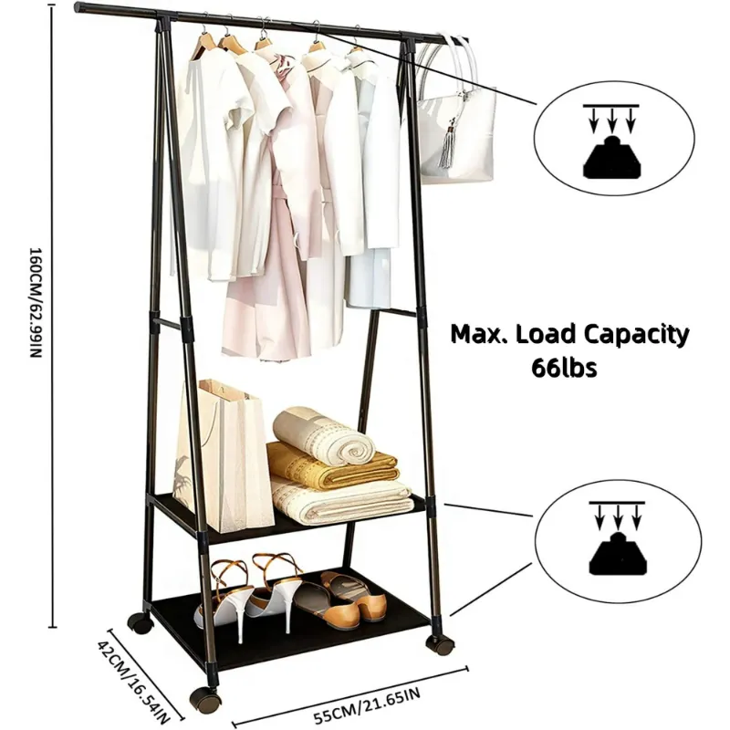 Photo 1 of ***PARTS ONLY***
Clothes Rack 2 Tier, Triangle Garment Rack, Clothes Organizer on Wheels, Portable Garment Laundry Coat Rack, Closet Rack for Hanging Clothes, Clothes Hanging Rack for Home Office Dorm Black
