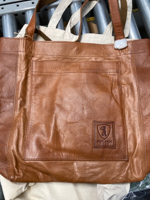 Photo 1 of BERLINER BAGS Vintage Leather Tote Bag Seville, Large Shopper for Women - Brown