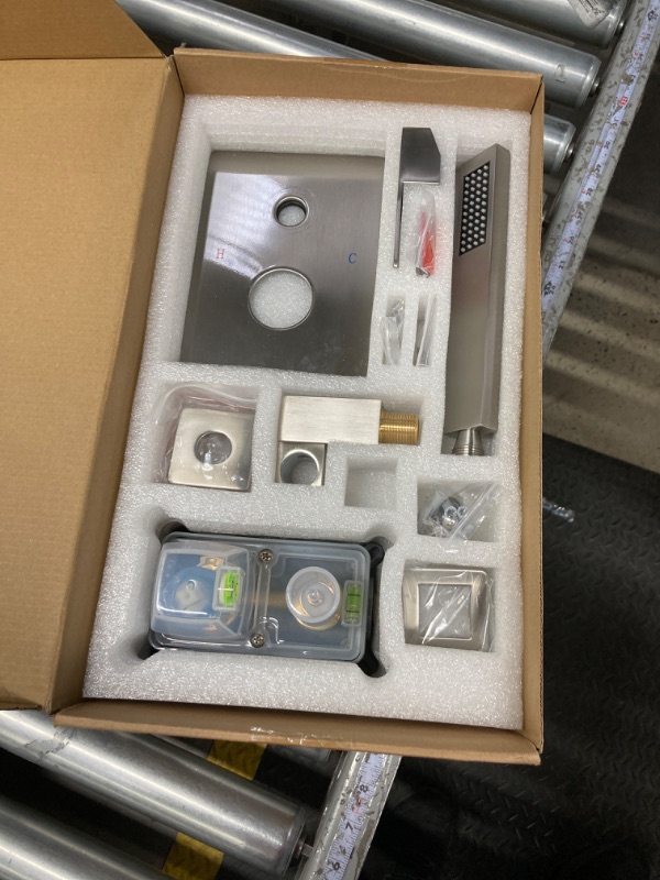 Photo 2 of ***USED, MISSING PARTS*** JingGang Shower System Brushed Nickel Bathroom Rainfall Shower Faucet Set Complete Wall Mounted 8 Inch Shower Head and Handle Set with Rough-in Valve Body and Trim Kit