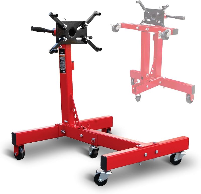 Photo 1 of BIG RED T26801 Torin Steel Rotating Engine Stand with 360 Degree Rotating Head and Folding Frame: 3/4 Ton (1,500 lb) Capacity, Red