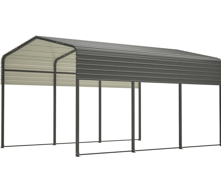 Photo 1 of 10 x 15 FT Metal Carport with Galvanized Steel Roof, Heavy Duty Metal Carport Canopy, Outdoor Garage Car Shelter Shade for Car, Truck and Tractors,Black