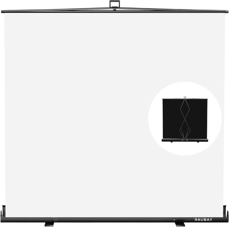 Photo 1 of ?Wider Style? RAUBAY 78.7 x 82.7in Large Collapsible White Backdrop Screen Portable Retractable Panel Photo Background with Stand for Video Conference, Photographic Studio, Streaming