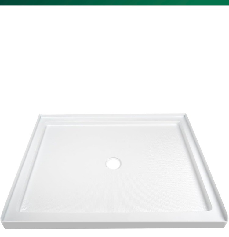 Photo 1 of DeerValley DV-1SB0107 40"L X 38"W Shower Base in White with Single Threshold and Center Drain, Center Drain Location, Small Rectangle Acrylic Shower Pan, Non-slip Design