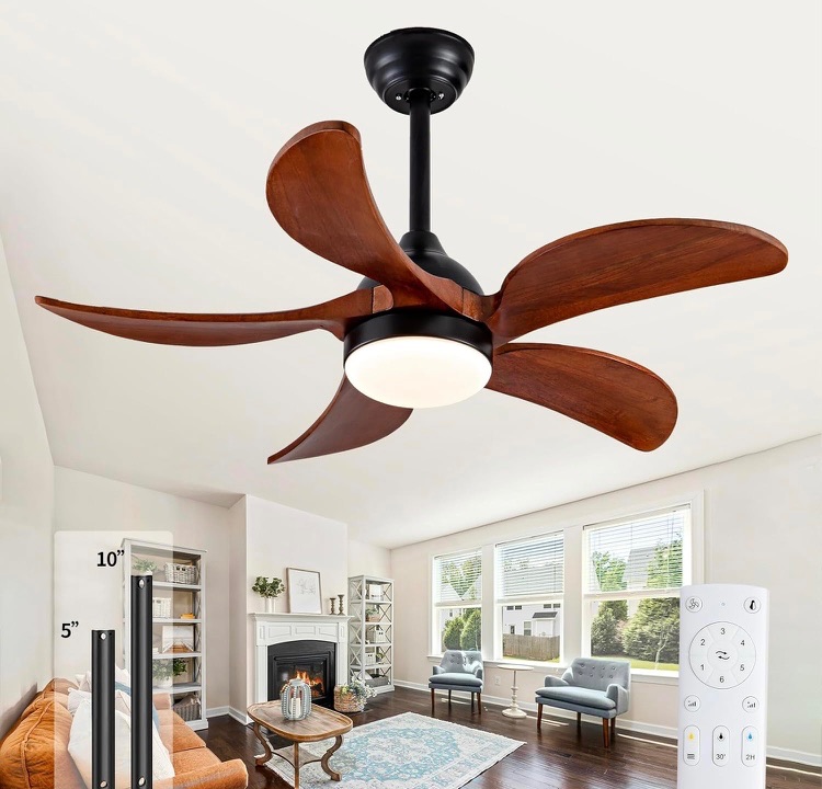 Photo 1 of 36 Inch Wood Ceiling Fans with Lights Remote Control,Dimmable 5 Blades propeller,Modern Quiet Small Ceiling Fans for Indoor,Outdoor,Bedroom,Living Room,Office,Farmhouse