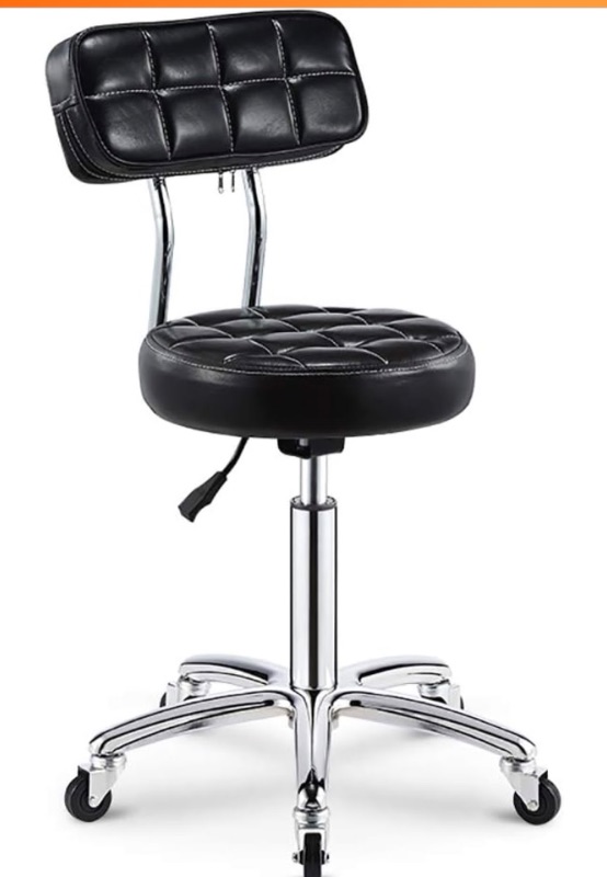 Photo 1 of Adjustable Swivel Bar Stools, PU Leather with Back Cushion and Wheels Swivel BarStools Reception for Work Office Counter Stool Barstools Dining Chair-Black