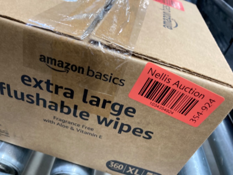 Photo 2 of Amazon Basics Extra Large Flushable Wipes, 360 wipes (6 packs of 60), Adult Wet Wipes and Resealable closure