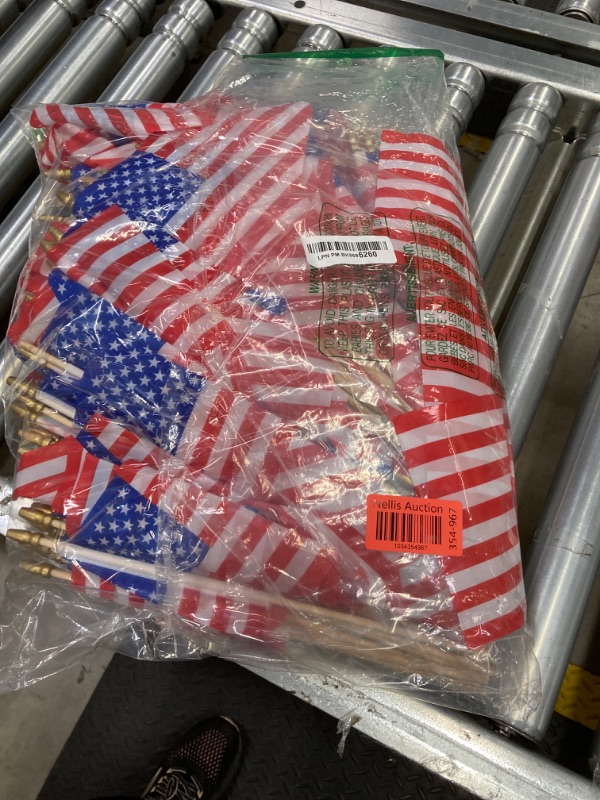 Photo 2 of 100 Pack Small American Flags on Sticks, 5 x 8 Inch Mini American Flags US Independence Day Handheld Flag Stick for 4th of July, Labor Day, Parades, Festival Events, Party, Independence Day Supplies