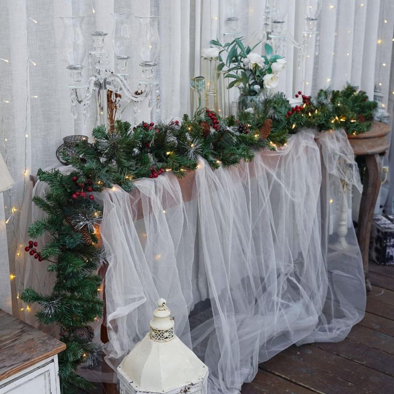 Photo 2 of 
Natreecrown Pre-Lit Artificial Christmas Garland, Green Wreath, White Lights 50, Decorated with Pine Cones, Berry Clusters, Plug in, Christmas Decorations,...