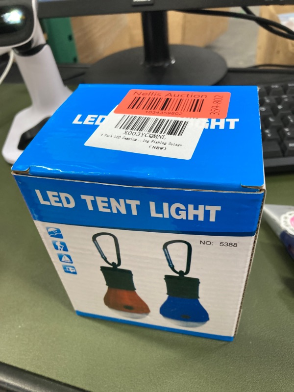 Photo 2 of 4 Pack LED Camping Light,Portable Outdoor Tent Light Bulbs with Clip Hook,Camping Tent Lantern 3 Modes,Battery Powered Emergency Light Camping Gear and Equipment for Camping Hiking Fishing Outage