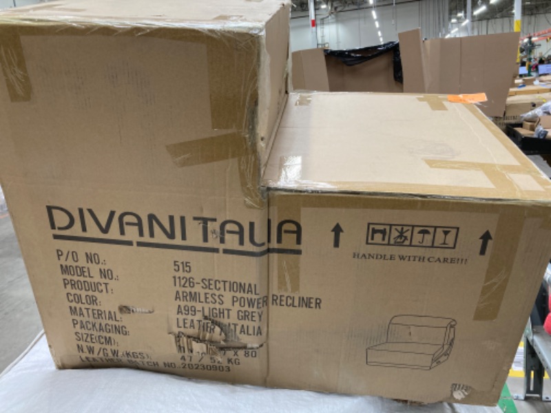 Photo 1 of Divanitalia armless power recliner gray sectional