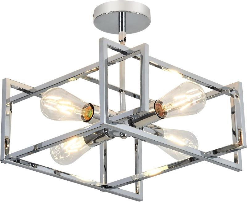 Photo 1 of  4-Lights Ceiling Light Chrome Light Fixture Industrial Flush Mount Ceiling Light