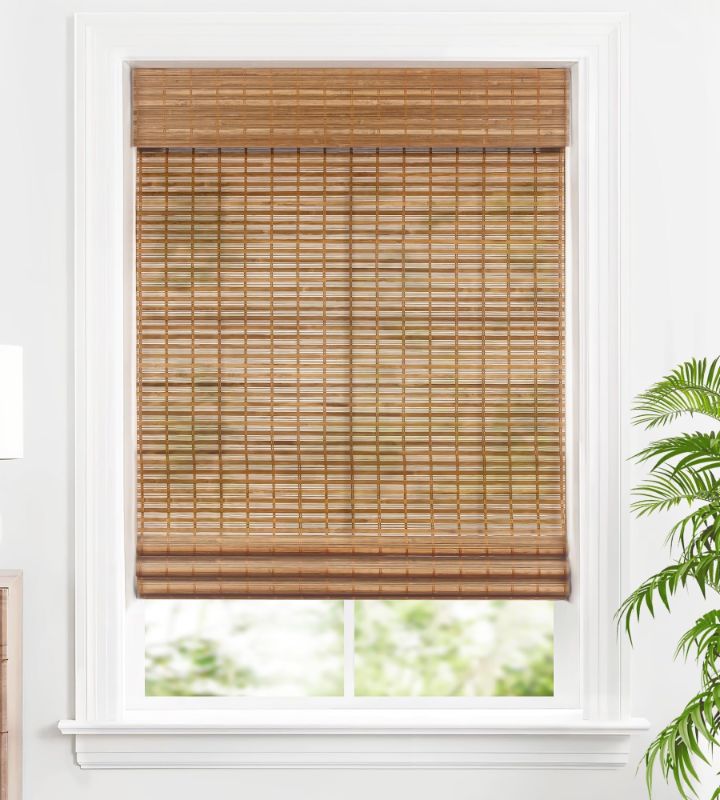 Photo 1 of  Cordless Bamboo Roman Shades, Light Filtering Window Treatment