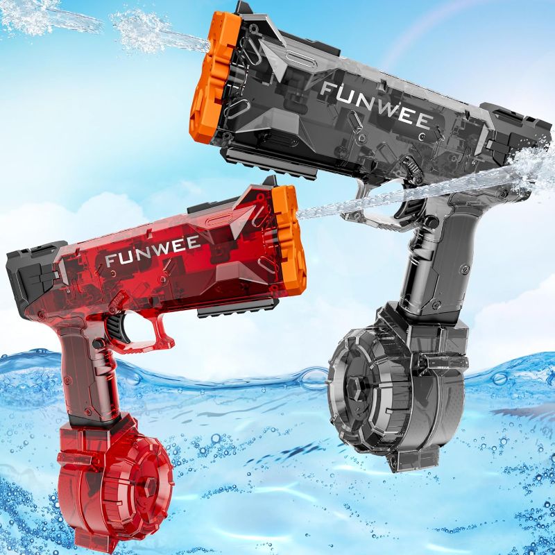 Photo 1 of 2 Pack Electric Water Guns for Adults Kids, Most Powered Full Automatic Water Squirt, High Capacity Long Range Classic Fully Strongest Water Blaster, Outdoor Swimming Pool Gift Toy