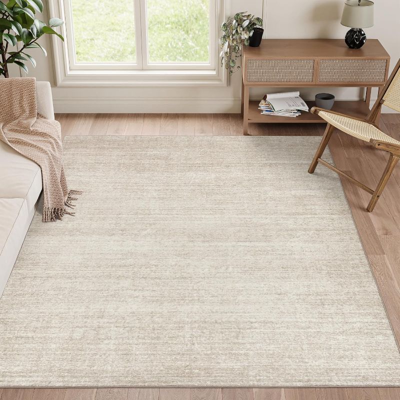 Photo 1 of alenrug Washable Rugs 8x10 - Stain Resistant 8x10 Area Rugs for Living Room, Non Slip Backing Large Area Rugs for Bedroom, Folable Machine Washable Area Rug (8'x10', Beige)