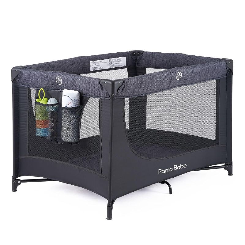 Photo 1 of ***MISSING BASSINET** Pamo Babe Portable Crib for Baby, Portable Baby Playpen with Bassinet and Changing Table Black