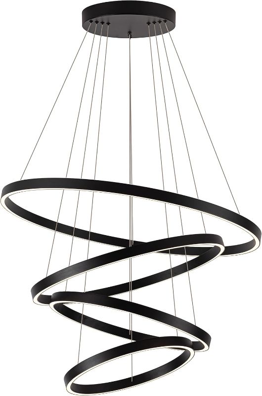 Photo 1 of Flashing God Large Chandeliers for High Ceilings, H118 Foyer Chandeliers Entryway High Ceiling Chandelier Modern 5 Ring Black Led Ring Chandelier Light Fixture for Living Room Entrance Staircase