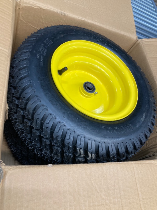 Photo 2 of 16x6.50-8 Tubeless Tire and Wheel, 16x6.5-8 Lawn Mower Tires, 3"-4.5" Offset Hub, 3/4" or 5/8" Bearing, Universal Fit Riding Mower and Garden Tractor Front Wheel, 4 Ply, S-Turf Pattern, 2 Pack