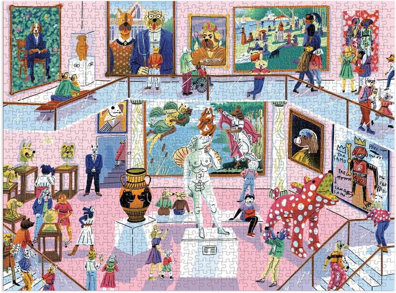 Photo 1 of 
Galison Dog Gallery 1000 Piece Puzzle from Galison - Challenging 1000 Piece Jigsaw Puzzle, Features Amusing Illustrations of Dogs in an Art Gallery, Thick and Sturdy Pieces, Great Gift Idea