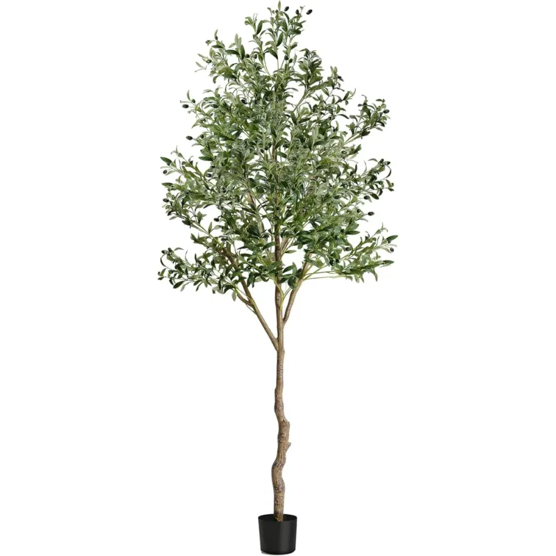 Photo 1 of 8ft Artificial Olive Tree, Fake Potted Olive Tree with Realistic Branches and Fruits for Home Office Living Room Floor Decor 96 Inch