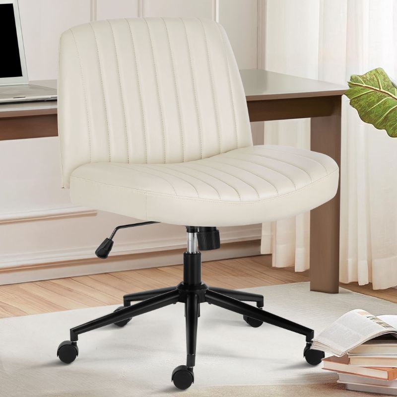 Photo 1 of EDX PU Leather Armless Office Desk Chair, Beige