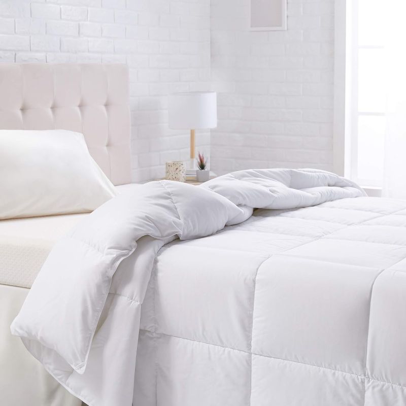 Photo 1 of Amazon Basics White Down Alternative Comforter and Duvet Insert with Corner Tabs (King, All-Season)
