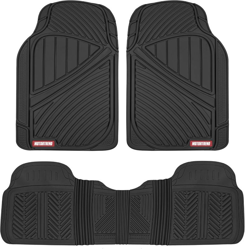 Photo 1 of Motor Trend FlexTough Performance All Weather Rubber Car Floor Mats - 3 Piece Floor Mats Automotive Liners for Cars Truck SUV, Heavy-Duty Waterproof (Black)
