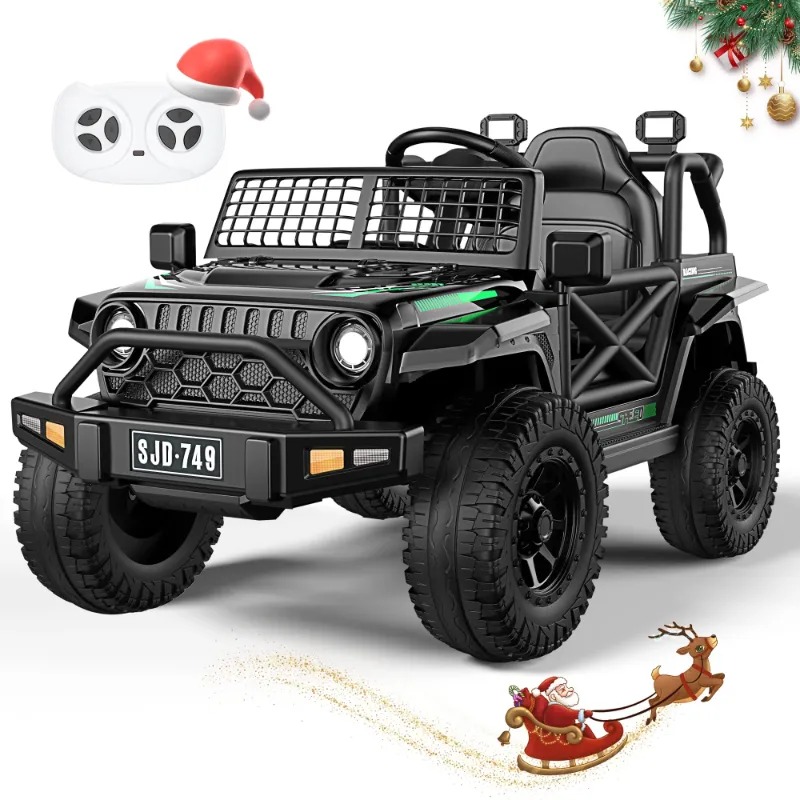 Photo 1 of 12V Kids Ride On Truck Car with 2.4G Remote Control,Electric Cars for Kids w/3 Speeds,Battery Display,LED Lights,Safety Belt,Music & Horn, Black
