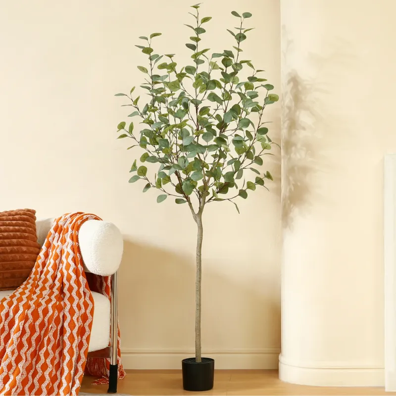 Photo 1 of DR. Planzen 4 feet Ficus Tree, Lifelike Greenery for Living Room, office floor and corner decor, Tall Indoor Artificial Trees in Black Plastic Pot
