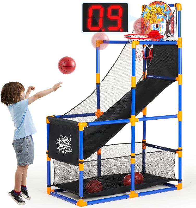 Photo 1 of Basketball Game Set with Electronic Scoreboard and Cheer Sounds, 4 