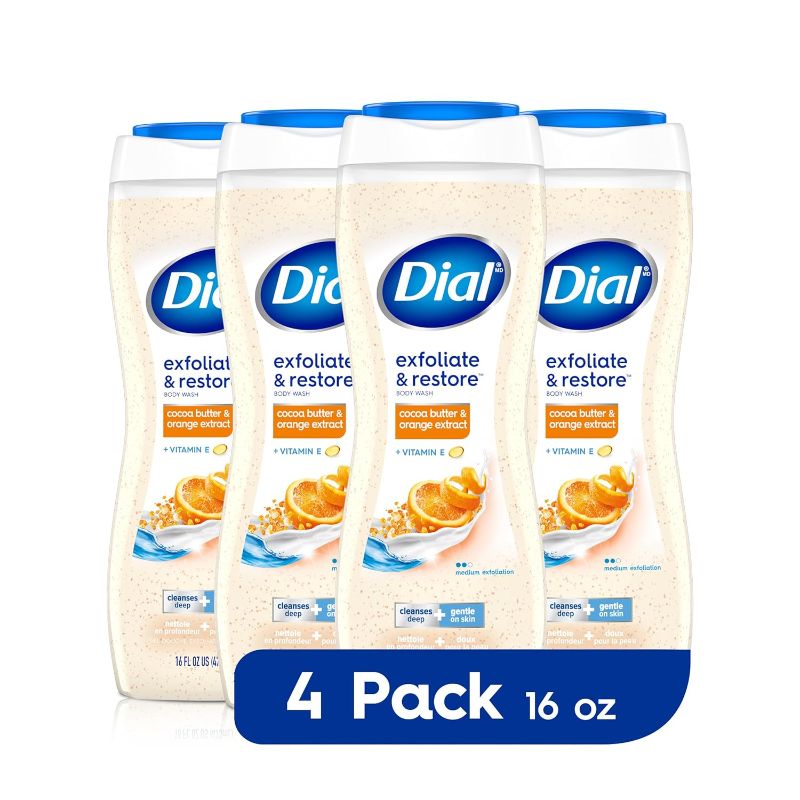 Photo 1 of 
Dial Body Wash, Orange Peel & Cocoa Butter, 16 Fl Oz (Pack of 4)