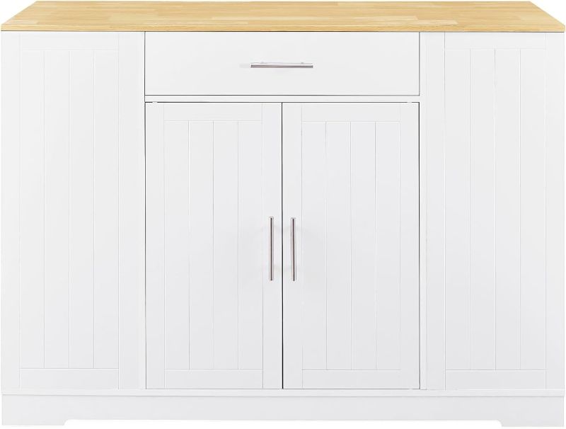 Photo 1 of Bar Serving Cart,Kitchen Lsland,53 inch Large Kitchen Island with Trash Can Storage Cabinet,