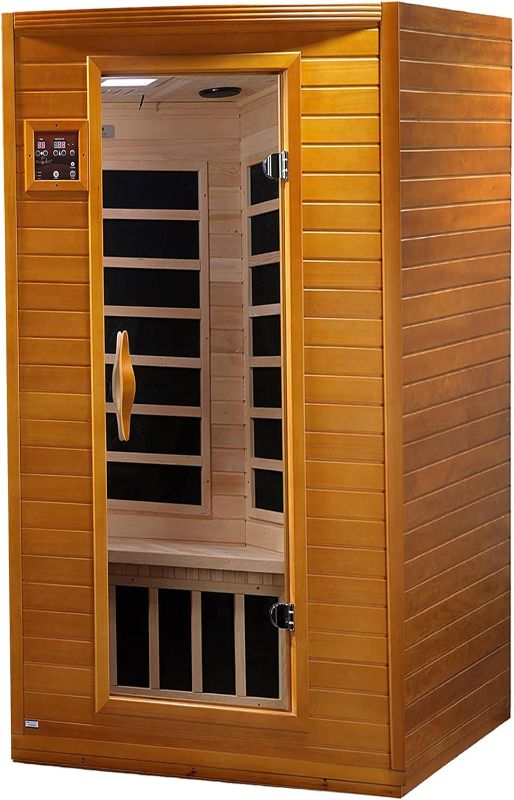 Photo 1 of 2-Person Low EMF FAR Infrared Sauna, Canadian Hemlock Wood - Small Personal Indoor Home Sauna Heater Box with Light Therapy