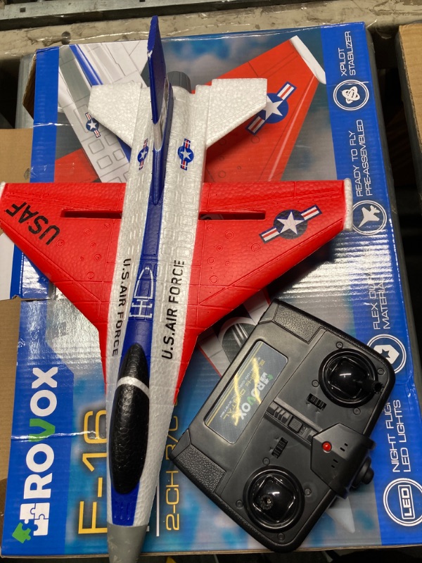 Photo 2 of ***CHARGER IS MISSING*** Remote Control Airplane RC Plane F16 Falcon Fighter Jet with LED Lights - 2 Channel Battery Powered Gift Toys - Radio Control Airplanes for Adults and Kids 14+ - with 2 Batteries