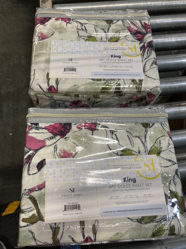 Photo 1 of ***2 COUNT*** Sweet Home Collection Dolce Sage/Purple Floral Printed 4-Piece Microfiber Sheet Set